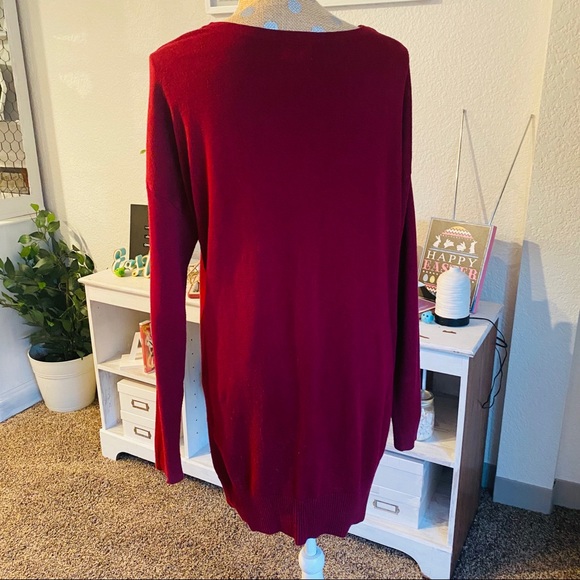 Long sleeve maroon knit sweater - Picture 2 of 4